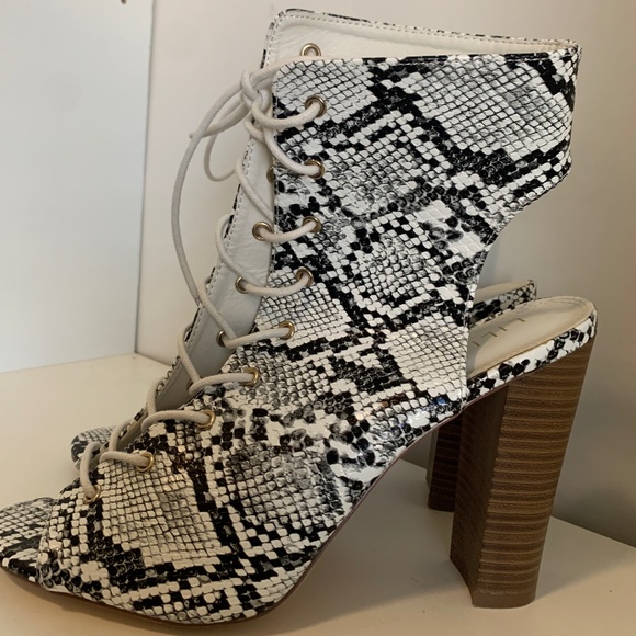 Lace-Up Snakeskin Bootie - Picture 2 of 4